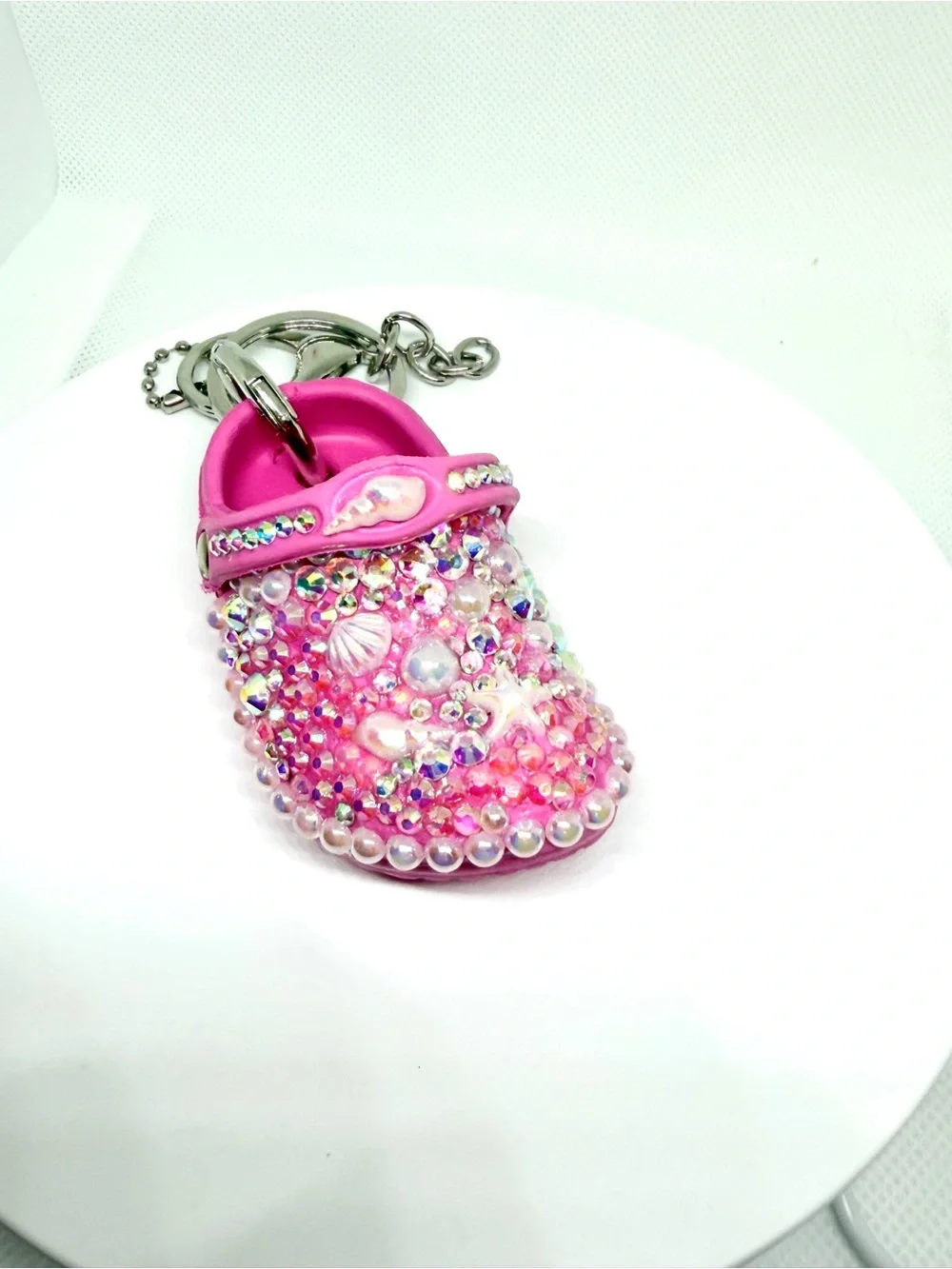 Pink Jeweled Mini Clog Keychain